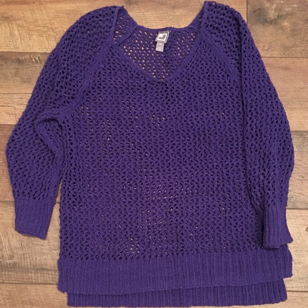 Purple crocheted sweater
